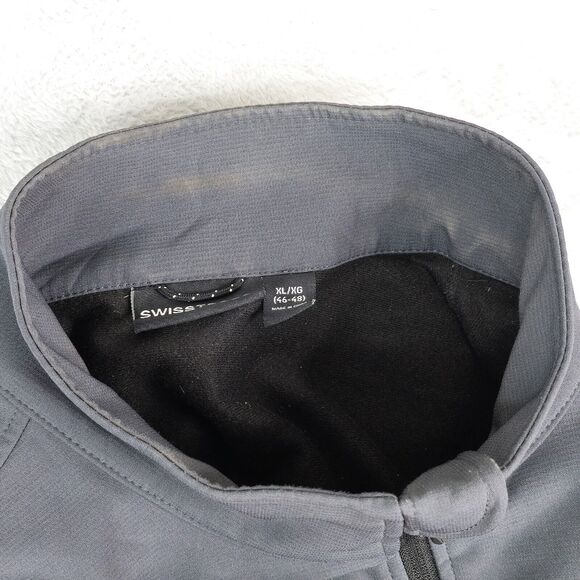 Swiss Tech Jacket Mens XL Gray Black Full Zip Soft Shell Windproof Fleece Lined - Picture 3 of 14